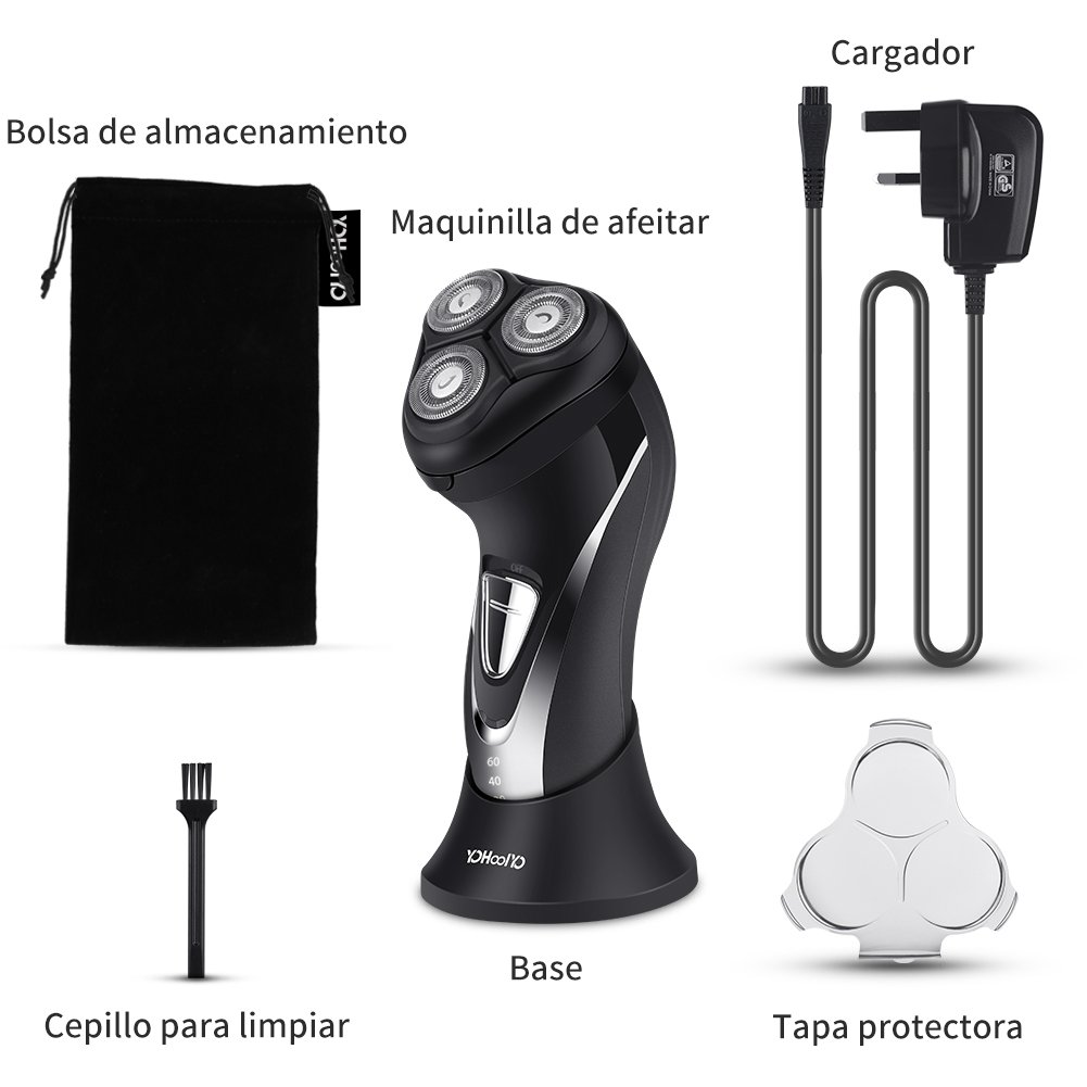 Afeitadora-Elctrica-Rotativa-Mquina-de-Afeitar-Recortador-de-Barba-para-Hombre-Impermeable-Uso-mojado-y-seco-YOHOOLYO