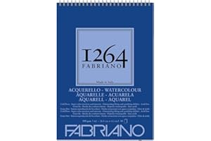 Fabriano Honsell 19100650 Watercolour-Bloc de Dibujo con Espiral 1264, 300 g/m², DIN A3, 30 Hojas de Papel Satinado de Grano Medio, sin ácidos, para Todas Las técnicas de Secado, Blanco