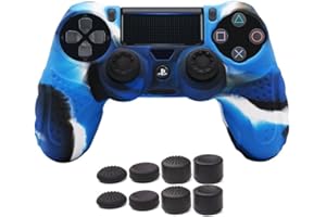 CHIN FAI für PS4 Controller Schutz-Hülle,Silikon Anti-Rutsch 8 Daumen Griffe Skin Grip Schutzhülle für Sony PS4 / Slim/Pro Controller(Camouflage Blau)