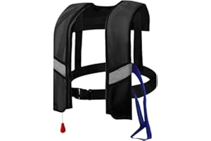 CSAFYRT Giacche di salvataggio Inflazione automatica 150N Nylon Mot da bagno con fibbia regolabile con strisce riflettenti e fischietto Extra Tube Gimpiglia di salvataggio di acqua portatile per adulti, bamb