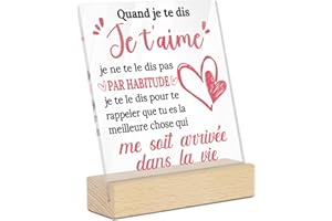 Putuo Decor - Plaque Acrylique Rectangle Je T’Aime Pas par Habitude – Citation Amour Sincère – Décoration Couple Moderne ou Cadeau Saint-Valentin