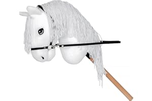START ENJOY THE RIDE Start Hobby Horse Cheval Bâton Réaliste en Peluche – Jouet Éducatif avec Crinière à Coiffer et Bâton Bois – Cheval de Bataille Créatif pour Enfants Filles et Garçons (Willow (Blanc), A3)