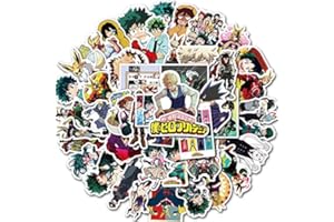 Pack d'autocollants My Hero Academia 50 Pièces,Unique Cool Autocollants pour Ordinateur Portable Bouteille D'eau Cahier Guitare Skateboard Voyage Enfant Autocollants