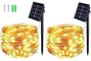 BOLWEO [2 Stück] Solar Lichterkette Aussen, 5M 50 LED Lichterkette Außen Wasserdicht Kupferdraht Beleuchtung für Weihnachten,Garten,Terrasse,Hof,Bäume,Party,Hochzeit,Innen/Außen Dekoration(Warmweiß)