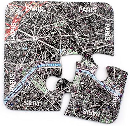 Paris Map - Jigsaw Coasters - Set of 4