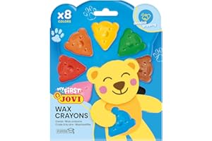 Jovi - MY FIRST CRAYON, Confezione da 8 pastelli triangolari a forma di orsetto, colori assortiti, super resistenti, a prova di sbavature (948)
