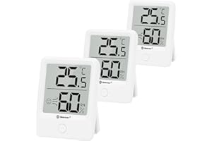 Geevon Room Thermometer, 3 Pack Indoor Hygrometer Thermometer, Humidity Meter, Humidity Gauge, Temperature and Humidity Monitor with Comfort Icon for Baby Room, Office, Reptile Pets, Greenhouse,White