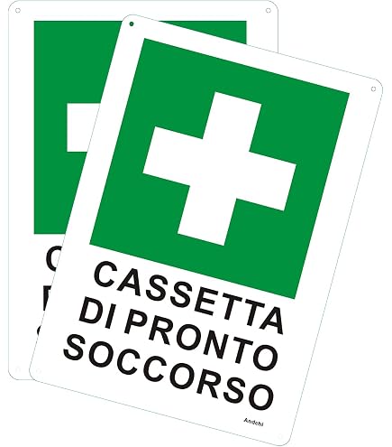 Cartello Pronto Soccorso ASR A1.3/DIN ISO 7010 - 20x20 Cm In Plastica Resistente Per Esterno