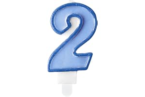 PartyDeco Świeczka Urodzinowa Cyfra 2 Niebieska Świeczka na Tort Dekoracja Tortu Toppery na Muffinki Wypieki na Urodziny Ślub Jubileusz Świeczki dla Dorosłych Dzieci
