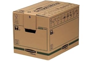 Fellowes 6205201 Caisses de déménagement à charge lourde montage automatique Bankers Box SmoothMove - Small - Lot de 5