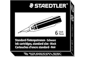 STAEDTLER Premium 480-9. Cartucho de tinta de tamaño normal. Caja con 6 cartuchos de tinta de color negro.