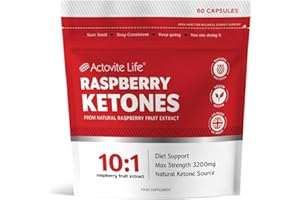 ACTOVITE LIFE Raspberry Ketones 3200mg Daily | 60 Capsules | Raspberry Ketones Weight Loss Max Strength | Slimming Diet Pills | Pure Natural Fat Burners 10:1 Fruit Extract Plus | for Men & Woman