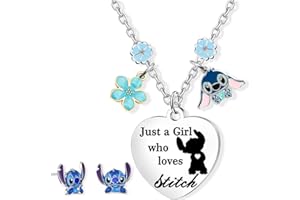 TENVAVA Stitch Earrings Necklaces Bracelet Keychain Jewellery Gifts Set for Daughter Niece Girls BFF Women Friendship