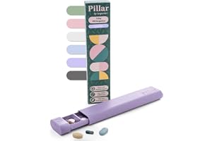 Pillar 7-dagars pillerask organisatör – estetisk resepiller arrangör | Perfekt för daglig användning och resor, lavendel, vacker kompakt design, bra som vitamin- och tillskottsorganisatör