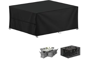 LAMUNI Abdeckung für Gartenmöbel wasserdichte Schutzhülle Gartenmöbel Anti-UV Abdeckplane für Gartentische Terrassenmöbel, Schwerlast 420D Oxford Outdoor Abdeckhaube für Möbelsets, 240x180x75cm