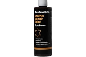 Furniture Clinic Leather Repair Paint & Dye | Self Seal Colourant for Quick and Easy Leather Repair | Suitable for Sofas, Car Seat, Shoes, Handbag, and More - Dark Brown, 250ml