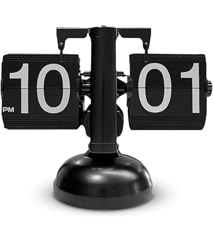 BOUGYR Retro Flip Clock Black Auto Flip Powered Internal Gear Operated Home Décor Ideal for Home Office School Hotel Café Shop & Gift