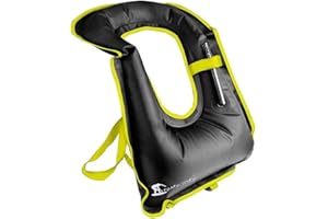 FORWEWAY Inflatable Snorkel Vest Kayak Swimming Vest for Adults Snorkel Vests Inflatable Buoyancy Vest for Snorkeling Water Sports Beginner Adults-Only (96-220 lbs)