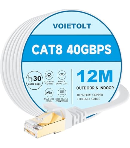 Cavo Lan Ultra Piatto Cavo Di Rete Slim CAT 7 - 5 Metri, Bianco, Alta Velocità Per Gaming, Modem, Router Cavo Ethernet Quale Scegliere - Foto 13