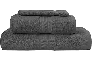 Sensei La Maison du Coton Luxury 3-Piece Set (1 Bath Sheet + 1 Hand Towel + 1 Glove), Cotton, Charcoal, 140X200