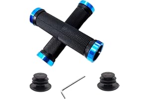 YooGeek Blue Ergonomic Grips Non-Slip Rubber Bicycle Handle, Bicycle Handlebar Grips, Bicycle Handle, Ergonomic Handlebar Grips for E-Bike, Trekking Bike, Mountain Bike, Touring Bike