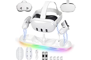 LYtech Charging Dock for Meta Quest 3S/3/2 VR Charging Dock Stand for Oculus/Meta Quest 3S 3 2 Magnetic Charging Station for VR Headset & Controllers, Quest 2/3/3S Accessories with RGB & Batteries