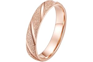 PAURO Bague Givré Alliance pour Femme en Acier Inoxydable 4mm