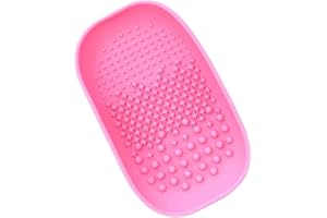 KOMUNJ Pinselreiniger aus Silikon, Make-Up Pinsel Reiniger Matte Silikon Kosmetik Pinsel Reinigungsmatte für Die Heimreise, einfach zu reinigen, Geeignet für Trockene Kosmetika Rosa