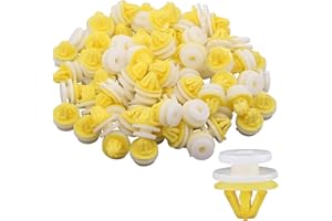 Buaak 100Pcs Door Panel Wheel Arch Trim Moulding Clips, Car Trim Clips, Plastic, for Land Rover Freelander 2 Discovery 3 4 Range Rover Sport, Perfect Fit for Secure Installation, Yellow