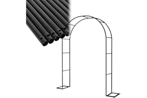 HWJIIO W350cm Arche de Jardin Décoration Plantes Grimpantes Acier Treillis Arche à Rosiers W240x220cm W180x220cm Arche en Métal pour Intérieur/Extérieur Mariage Anniversaire Fête Noir (Color : Noir, Taille