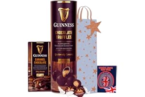 TJMOLTEN Guinness Gifts - Guinness Chocolate Gift hamper with truffle bites Caramel Fudge, Guinness Milk Chocolate Bar & key ring - Guinness Hampers for men, Fathers Day, Birthday Presents - Gift Set bag