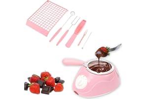 Otufan Chocolat Électrique, Fontaine de Chocolat avec Manche Longue Et Ensemble de Moules Fai-de-T-e Machine Chocolat Chaude pour Dissoudre Le Chocolat Lait Crème (Rose)