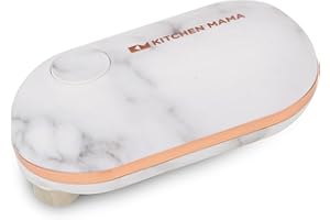 Mini Apriscatole Elettrico Bordo Liscio Kitchen Mama: Apri lattine con la semplice pressione di un pulsante - Ultra-compatto, salvaspazio, di piccole dimensioni (Marmo Bianco)