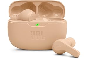 JBL Wave Beam, douszne słuchawki bezprzewodowe, wodoodporne IP54 i IPX2, rozmowy bez użycia rąk, 32h czas pracy na baterii, Bluetooth, USB, beżowe