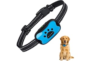 DEEDLITE Puppy Safe Collier Anti-Aboiement pour Chien – sans Douleur ni Choc Électrique, 7 Niveaux Sensibilité, Vibration + Son, Taille Réglable,Rechargeable (Blue)
