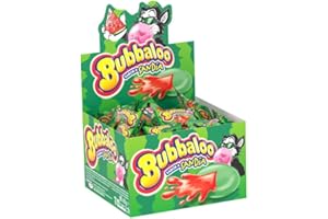 FUNTASTYC Chicles Bubbaloo con Relleno Líquido – Caja de 60 Unidades | Sabores Tutti Frutti, Fresa y Sandía | Chicles Hinchables con Centro Líquido (Paquete 60 unidades, Sandia)