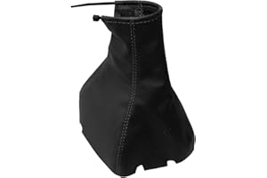 AERZETIX: Funda para palanca de cambios de piel sintética con costuras de colores variables (negro con costuras negro)