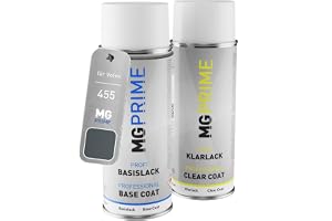 MG PRIME Billack sprayburk för Volvo 455 Titanium Grey Metallic + klarlack | Titangrau Metallic, Set med baslack + klarlack, sprayburkar 400ml
