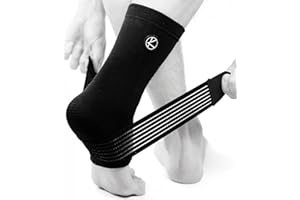 KARM Achilles Tendonitis Support - Achilles Tendon Support - Ankle Brace Sleeve for Women & Men, Ligament Damage, Plantar Fasciitis, Sprained Ankle, Running - Foot Wrap with Compression Strap