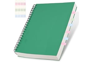 Deepton Taccuino A4, formato A4, a quadretti, con copertina rigida, 100 g/mq, 300 pagine/150 fogli, Chequered, taccuino a spirale, colore: verde
