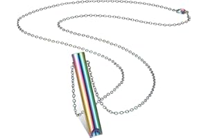 FIADA Anxiety Relief Necklace, Mindful Breathing Necklace Stainless Steel Portable Deep Breathing Exercises Necklace for Men Women Meditation Stress Relief Relaxation (Colorful)
