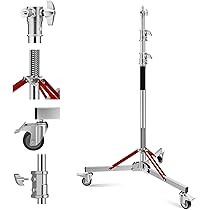 Soonpho Metalen heavy rolstatief, studiostatief, 240 cm, robuuste C- standaard met wielen voor statief en 2 schuifbare handgreepkit, maximaal draagvermogen 15 kg voor Studio Monolight Softbox Reflector