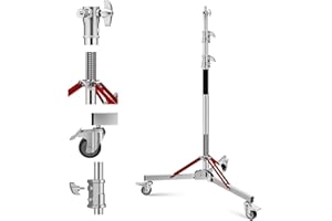 Soonpho WS-300 Pro Light Stand 100% Acero Inoxidable Soporte de Luz C Stand con Ruedas y Boom,Metal Heavy C-Stand Heavy Duty MAX. Altura 300 cm (9.84 pies) para Reflectores,Monolights
