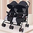 R for Rabbit Ginny and Johnny – Twin Baby Stroller & Pram Easy Foldable with Adjustable Seating Positions with Huge Storage Basket | Age 0-3 yrs & Weight Upto 20 Kg (Black Grey)