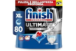 Finish Ultimate Infinity Shine Pastiglie Lavastoviglie, 80 Capsule Lavastoviglie, Detergenti per Lavastoviglie contro lo Sporco e i Residui Incrostati (Confezione da 1)