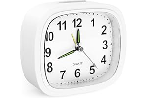 ANKILO analogowy budzik, cichy, bez tykania, budzik z funkcją drzemki, lampka nocna, zasilanie bateryjne, przenośny budzik do sypialni, salonu, biura, podróży