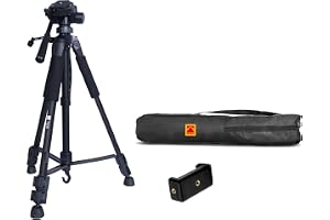 Kodak T210 Tripod for DSLR, Camera Three Way Pan Movement Tripod Maximum Load Capacity up to 3.5kg Portable and Lightweight Mobile Phone Holder Mount & Carry Bag for All Smart Phones, Cameras Black