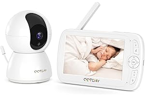 OOTDAY Babyphone con fotocamera portatile, intelligente video baby monitor con fotocamera digitale, visione notturna, audio bidirezionale, raggio di 25,4 metri, baby monitor con fotocamera ideale per