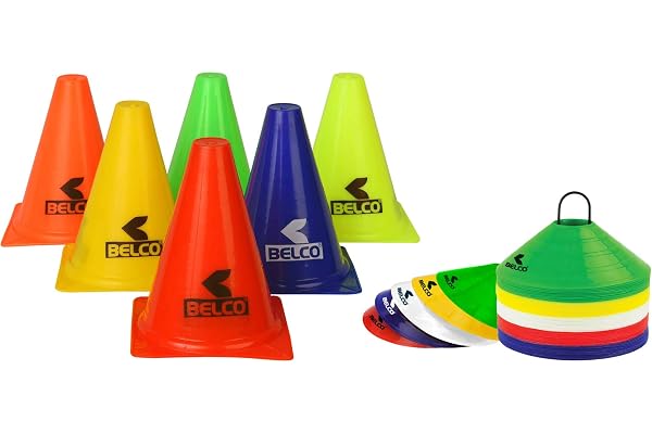 BELCO Sports 6 Inch Cones Pack 6,20 Space Markers Agility Combos
