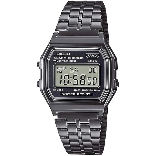 Casio A168WEGB-1B Orologio Unisex Con Cinturino In Acciaio Nero - Cronometro, Sveglia E Retroilluminazione